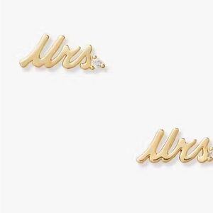 Kate Spade “Mrs” Gold Stud Earrings